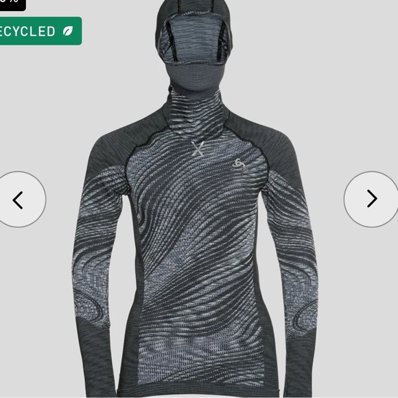 NWT Odlo Large Space Dye Grey Black Blackcomb Long Sleeve Face Mask Ski Hike - Picture 9 of 9